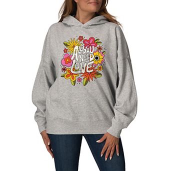 Women's The Beatles All You Need Is Love Oversized Fleece Hoodie Sweatshirt