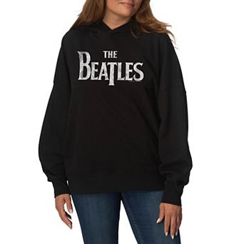 Women's The Beatles Logo Oversized Fleece Hoodie Sweatshirt