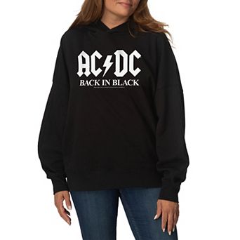 Women's ACDC Back In Black Oversized Fleece Hoodie Sweatshirt