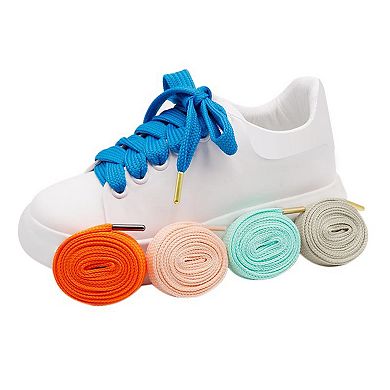 1 Pair Solid Color Flat Shoelaces Thick with Metal Tips for Sneakers 39.37"
