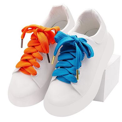 1 Pair Solid Color Flat Shoelaces Thick with Metal Tips for Sneakers 39.37"