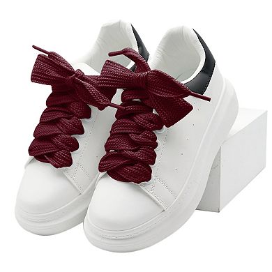 1 Pair Flat Thick Shoelaces Wide Solid Color Strings for Sneakers 62.99"