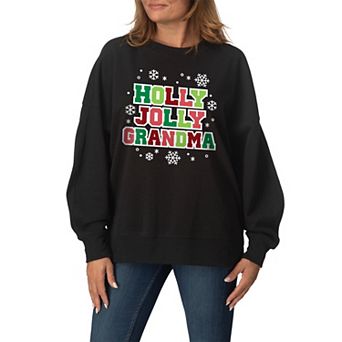 Women's Holly Jolly Grandma Oversized Fleece Crew Sweatshirt