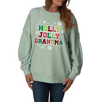 Women's Holly Jolly Grandma Oversized Fleece Crew Sweatshirt