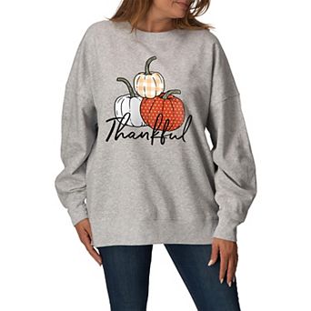 Women's Thankful Pumpkins Oversized Fleece Crew Sweatshirt