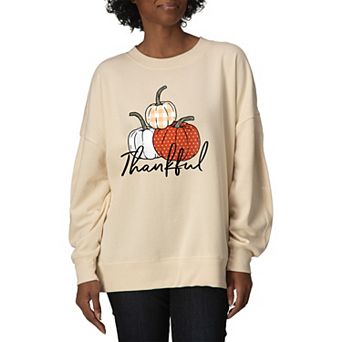 Women's Thankful Pumpkins Oversized Fleece Crew Sweatshirt