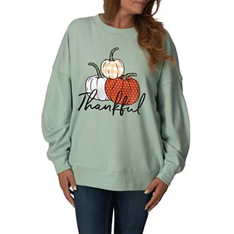 Women's Thankful Pumpkins Oversized Fleece Crew Sweatshirt