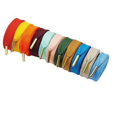1 Pair Solid Color Flat Shoelaces Thick with Metal Tips for Sneakers 47.24"