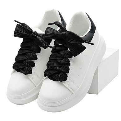 1 Pair Flat Thick Shoelaces Wide Solid Color Strings for Sneakers 39.37"