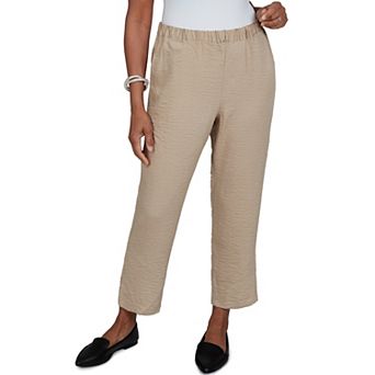 Petite Alfred Dunner Travel Advisory Crinkle Texture Ankle Pants