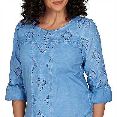 Petite Alfred Dunner Provence Center Diamond Tonal Appliqué Top