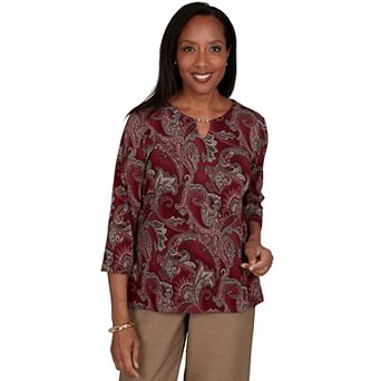 Petite Alfred Dunner Paisley Scroll Melange Knit Top