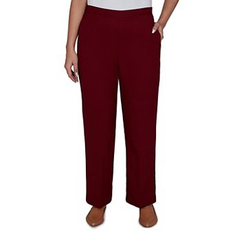 Petite Alfred Dunner Union Square Textured Cranberry Pants