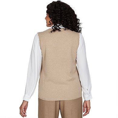 Petite Alfred Dunner Union Square Embroidered Vest Two in One Sweater