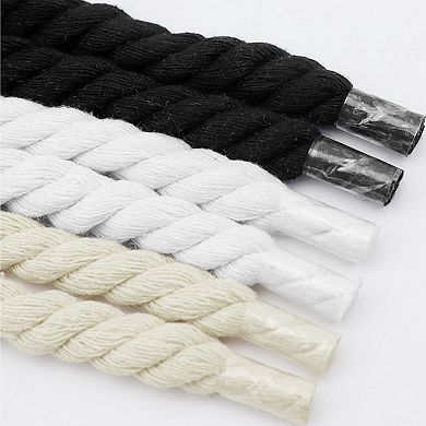 1 Pair Chunky Rope Round Hand-woven Solid Color Shoelaces for Sneakers 55.12"