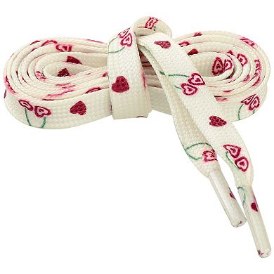 2 Pairs Unisex Heart Printed Cute Flat Shoelaces Sneakers 39.4"