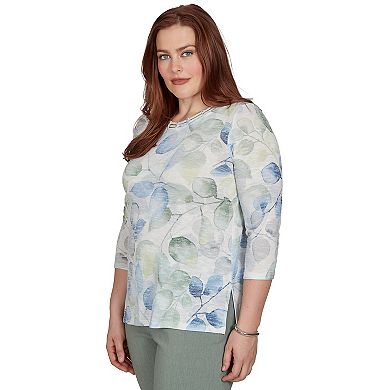 Petite Alfred Dunner Allover Leaf Print Top