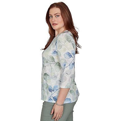 Petite Alfred Dunner Allover Leaf Print Top