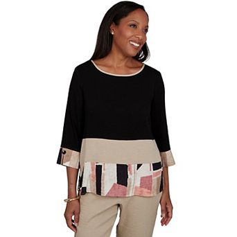 Petite Alfred Dunner Spliced Patchwork Woven Top