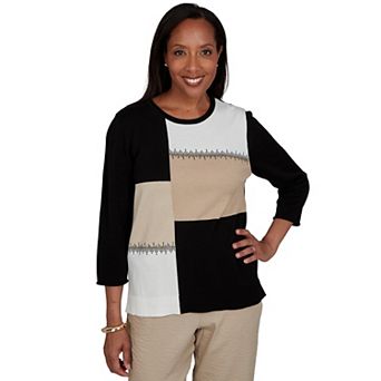 Petite Alfred Dunner Colorblock Embellished Sweater
