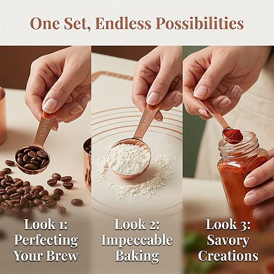 9Pcs Stainless Steel Measuring Cups and Spoons, Stackable Metal Set with Engraved Markings
