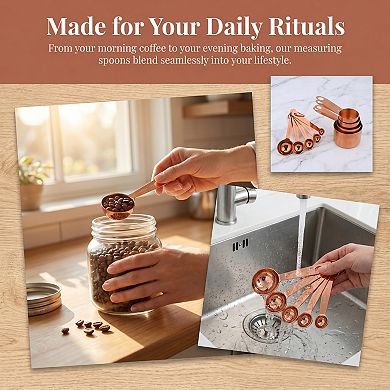 9Pcs Stainless Steel Measuring Cups and Spoons, Stackable Metal Set with Engraved Markings