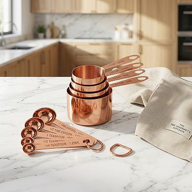 9Pcs Stainless Steel Measuring Cups and Spoons, Stackable Metal Set with Engraved Markings