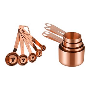 9 pc Stainless Steel Measuring Cups and Spoons, Stackable Metal Set with Engraved Markings