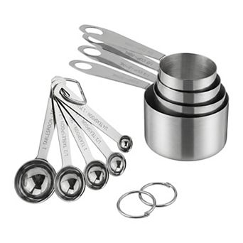 9 pc Stainless Steel Measuring Cups and Spoons, Stackable Metal Set with Engraved Markings