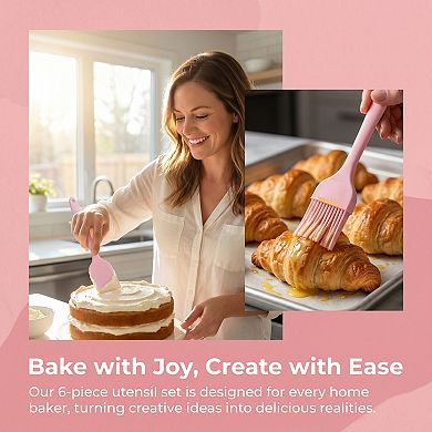 Spatula Set, 6 Pack Kitchen Spatula, Heat-Resistant Cooking Utensils, Dishwasher Safe