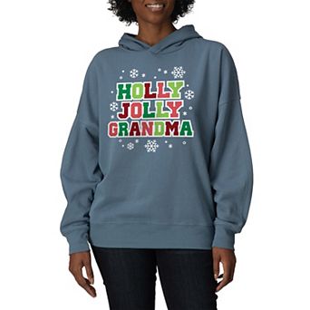 Women's Holly Jolly Grandma Oversized Fleece Hoodie Sweatshirt