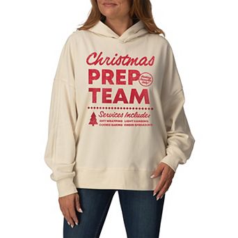 Women's Christmas Prep Team Oversized Fleece Hoodie Sweatshirt