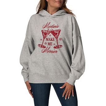 Women's Martinis Make Me Merrier Oversized Fleece Hoodie Sweatshirt