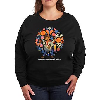 Plus Size Disney / Pixar's Coco "Los Recuerdos Viven En La Música" French Terry Long Sleeve Tee