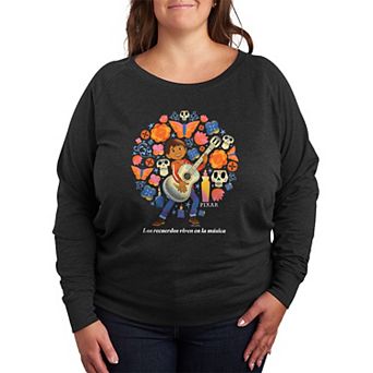Plus Size Disney / Pixar's Coco "Los Recuerdos Viven En La Música" French Terry Long Sleeve Tee