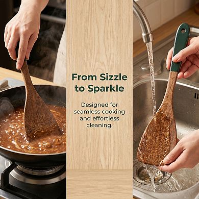 12.8x3.1 inch Kitchen Spatula, Heat-Resistant Cooking Utensils with Long Handle, Non-Stick