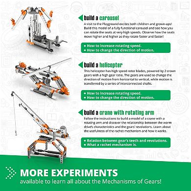 Engino Discovering STEM Mechanics Gears & Worm Drives 12-Model Building Set