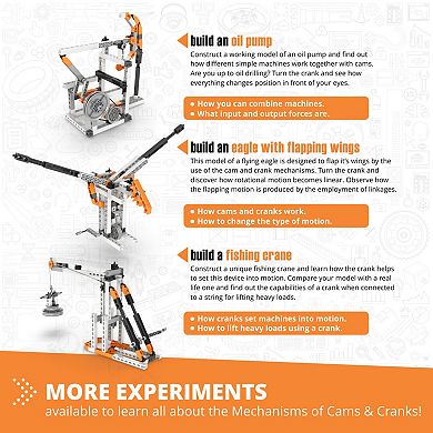 Engino Discovering STEM Mechanics Cams & Cranks 8-Model Toy Machine Building Set