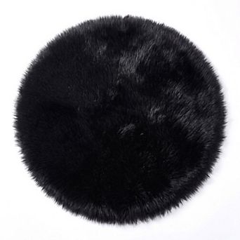 24"x24" Square Soft Shaggy Area Rug, Ultra Fluffy Bedroom Rugs, Non-Slip Furry Carpet for Vanity