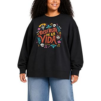 Plus Size Disney / Pixar's Coco "Disfruta de la Vida" Oversized Fleece Crew Sweatshirt