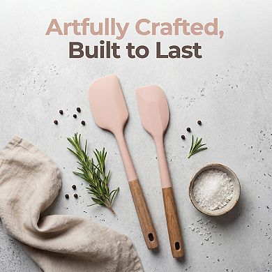 13.4x2.4x0.8 inch Silicone Spatula Set, 2-Piece Kitchen Utensils Set with Heat-Resistant Spatula