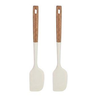 13.4x2.4x0.8 inch Silicone Spatula Set, 2 pc Kitchen Utensils Set with Heat-Resistant Spatula
