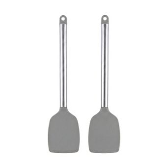 Silicone Spatula Set, 2 pc Kitchen Utensils Set with Heat-Resistant Spatula, Seamless Rubber Tips
