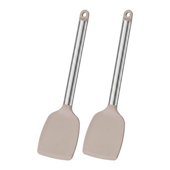 Silicone Spatula Set, 2 pc Kitchen Utensils Set with Heat-Resistant Spatula, Seamless Rubber Tips