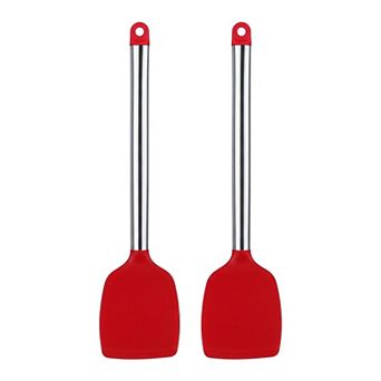 Silicone Spatula Set, 2 pc Kitchen Utensils Set with Heat-Resistant Spatula, Seamless Rubber Tips