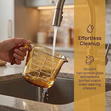 1000ml Measuring Cup, Glass Liquid Measuring Cup for Kitchen Baking and Cooking 2 Pcs
