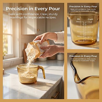 250ml Measuring Cup, Glass Liquid Measuring Cup for Kitchen Baking and Cooking
