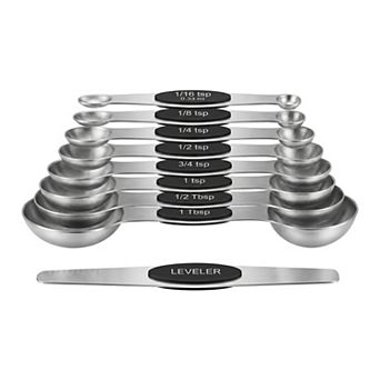 8 pc Stainless Steel Magnetic Measuring Spoons, Metal Spoons Stick to Fridge for Easy Storage
