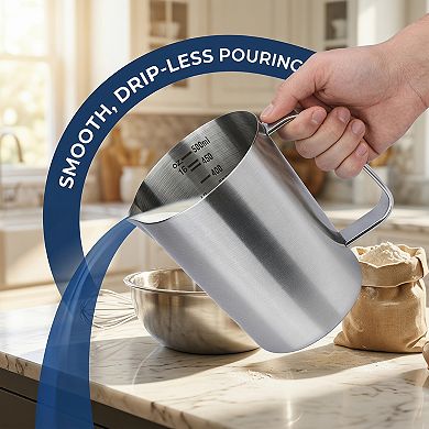 500ml Measuring Cup, 1 Cup Stainless Steel Measuring Cup with Easy Read Lines for Baking Recipes