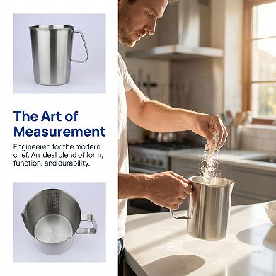 2000ml Measuring Cup, 1 Cup Stainless Steel Measuring Cup with Easy Read Lines for Baking Recipes